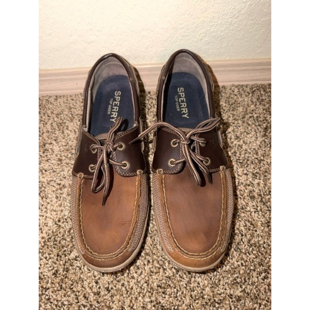 Sperry Top-Sider Mens Billfish Boat Shoes Brown Leather Mesh STS11735 Size 11M